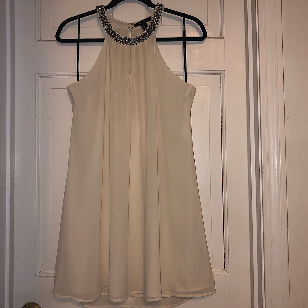 Sz M off-white semi formal mini shift dress